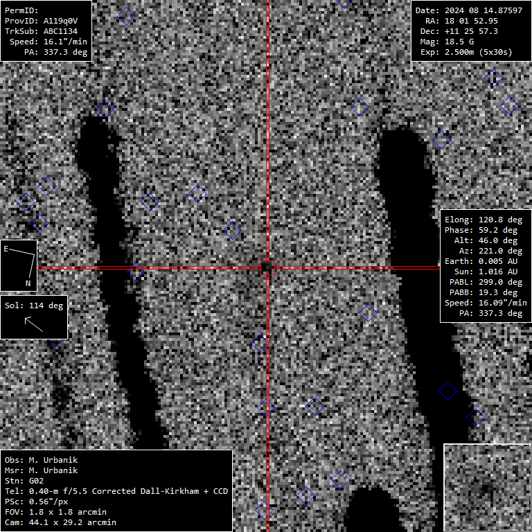 Snímka asteroidu 2024 PT5